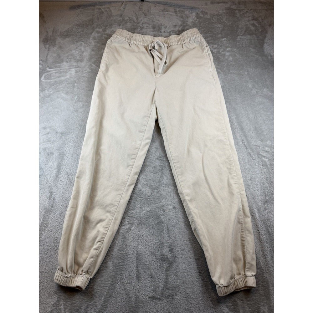 American Eagle Pant Womens Size Small Long Cream Corduroy Joggers Drawstring